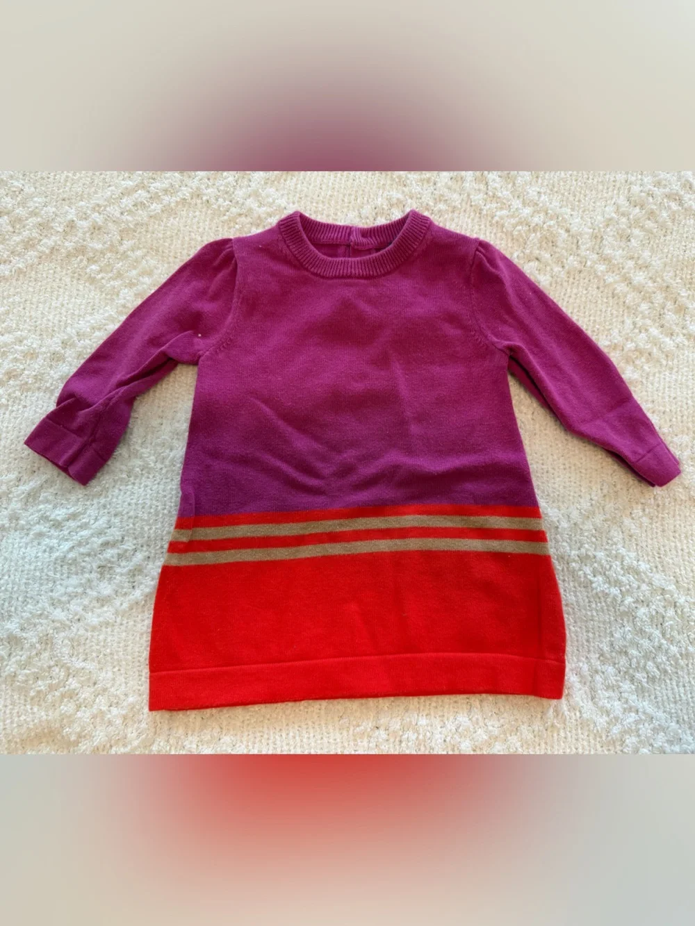GAP Girls Colorblock Crewneck Sweater Dress in Magenta and Red